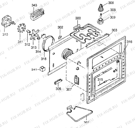 Взрыв-схема плиты (духовки) Husqvarna Electrolux QC466 - Схема узла H20 Oven primary (large) D